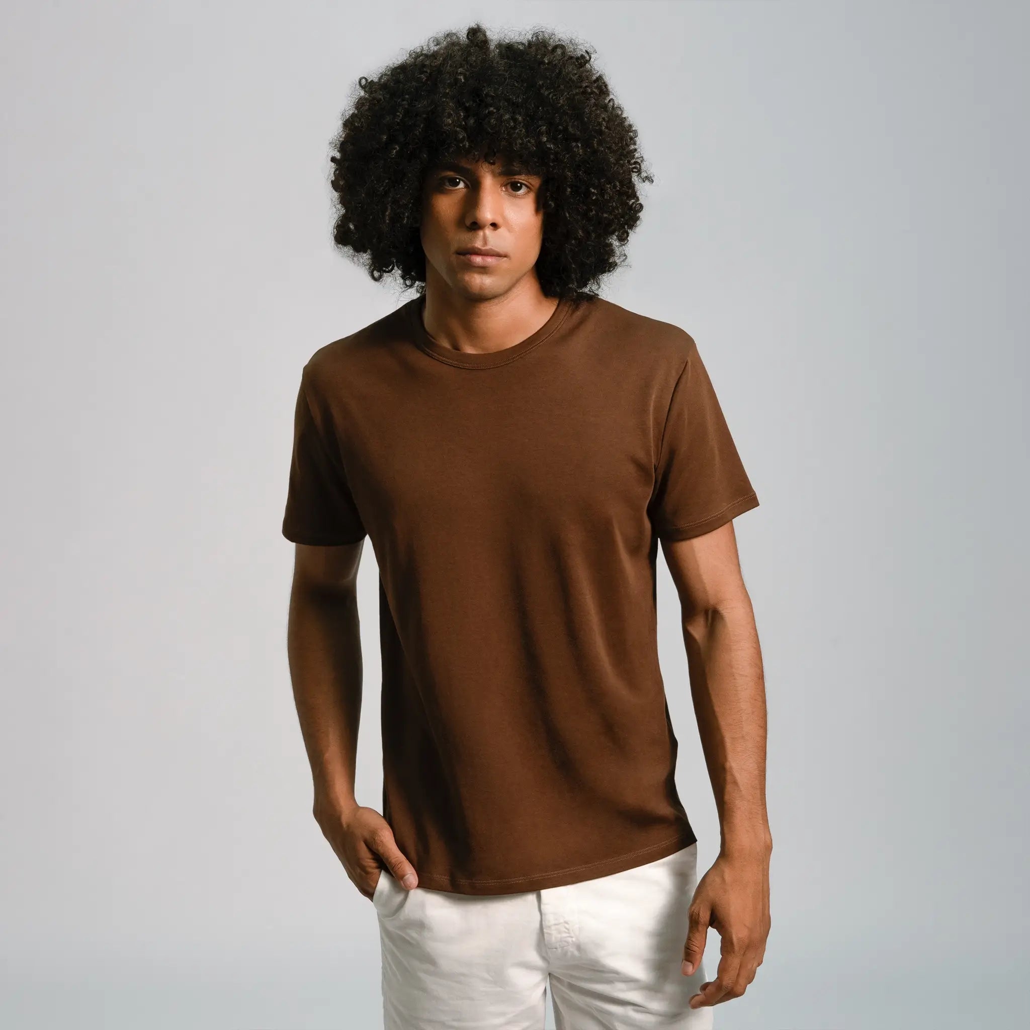 mens all natural crew neck color brown