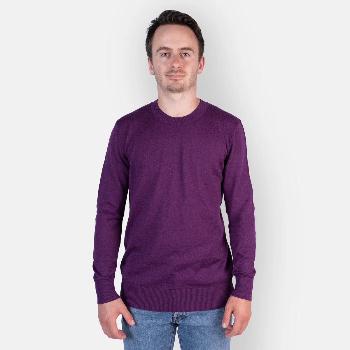 mens alpaca wool sweater all purpose color dark pink