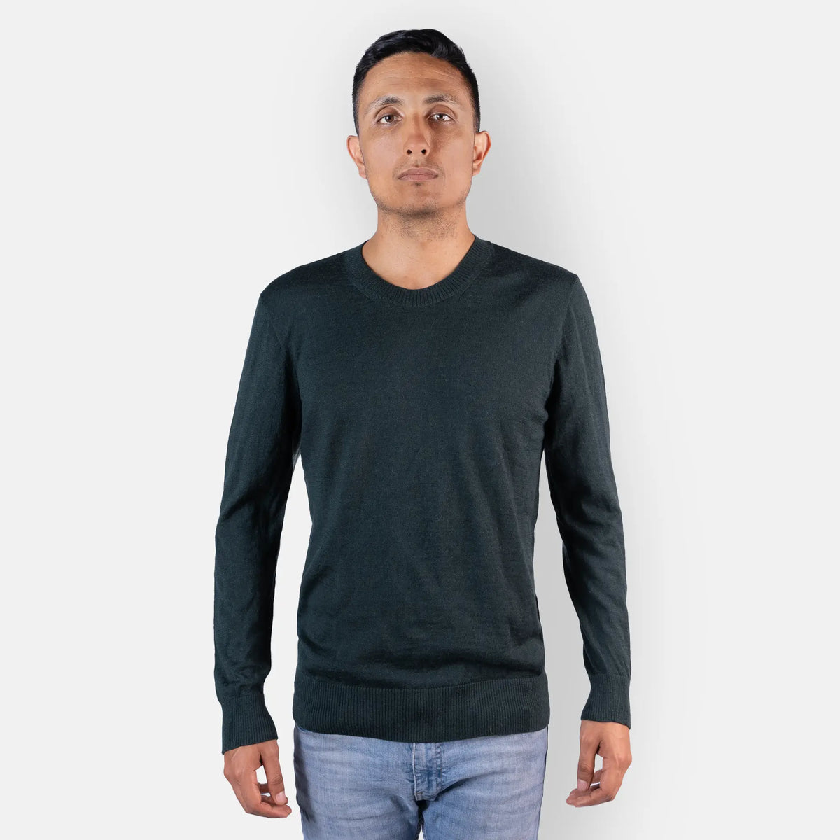 mens alpaca wool sweater antibacterial color dark green