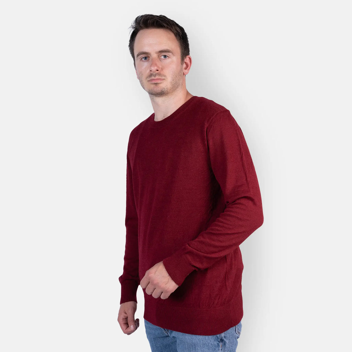 mens alpaca wool sweater comfortable fit color red