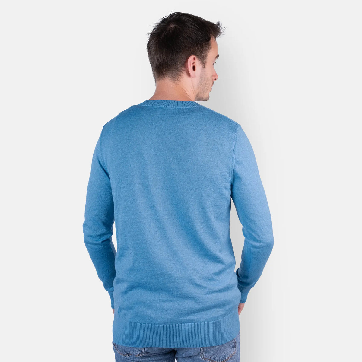 mens alpaca wool sweater functional color skyblue