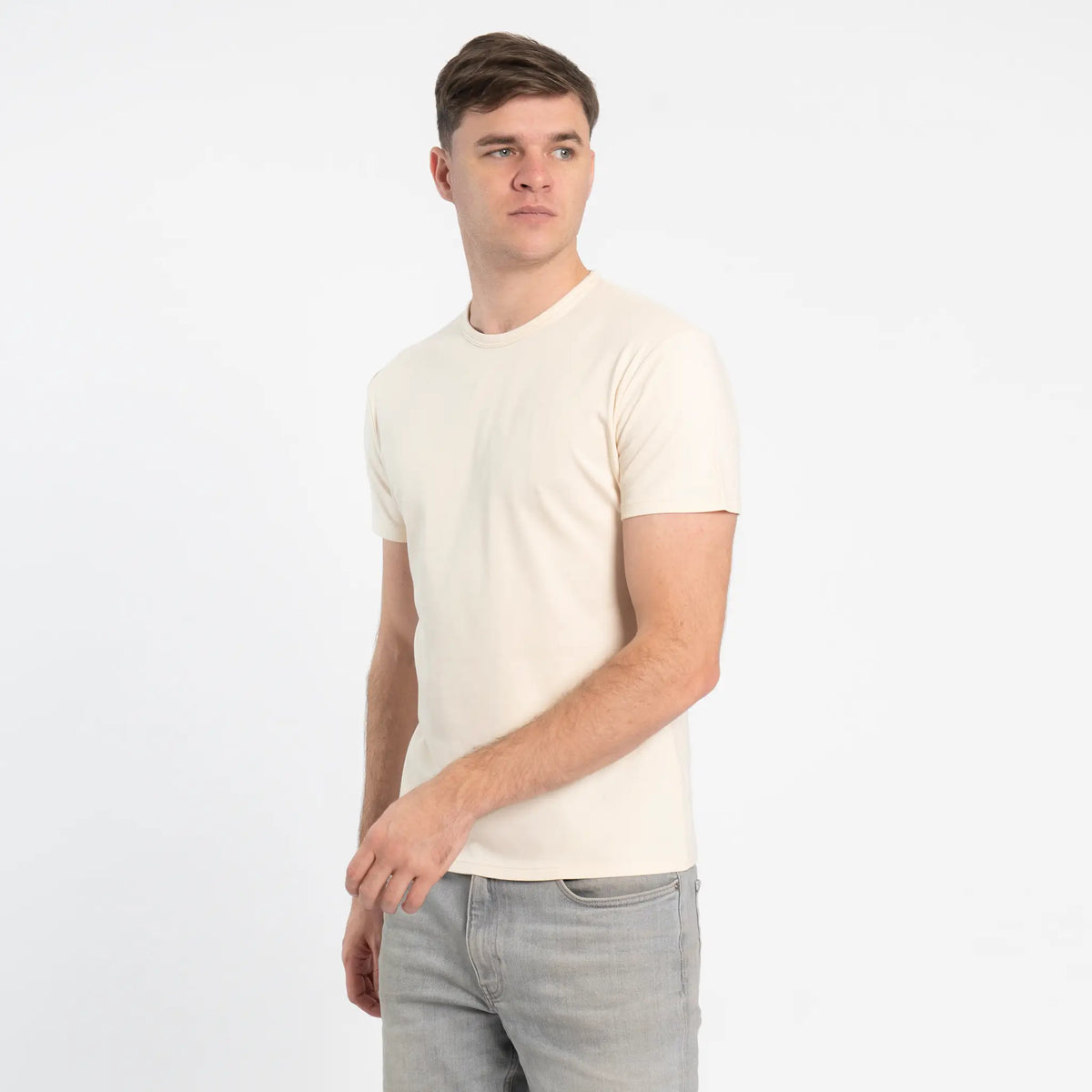 natural mens biodegradable tshirt crew neck color Undyed