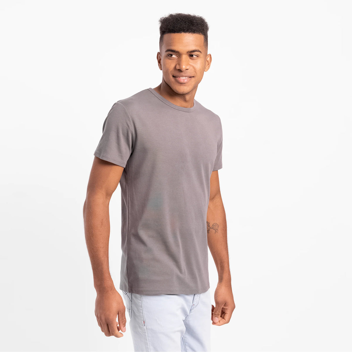 mens finest pima tshirt crew neck color natural gray