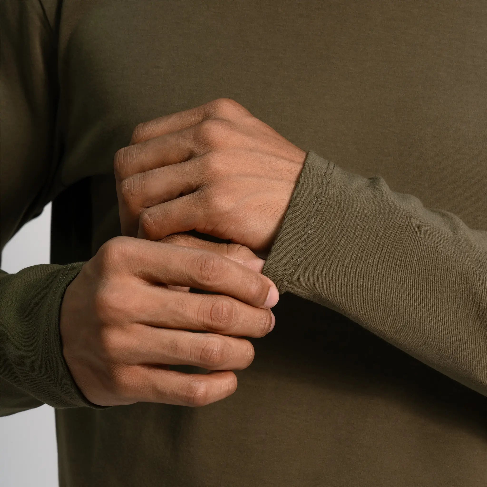 mens natural dye tshirt long sleeve color green