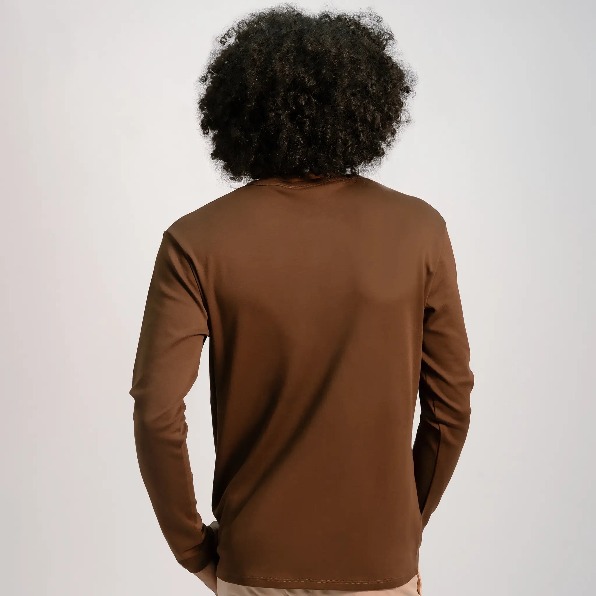 mens organic cotton tshirt long sleeve color brown