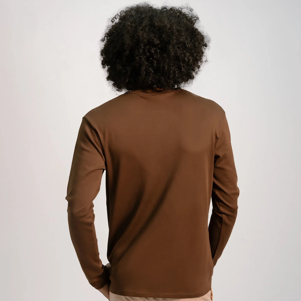 mens organic cotton tshirt long sleeve color brown