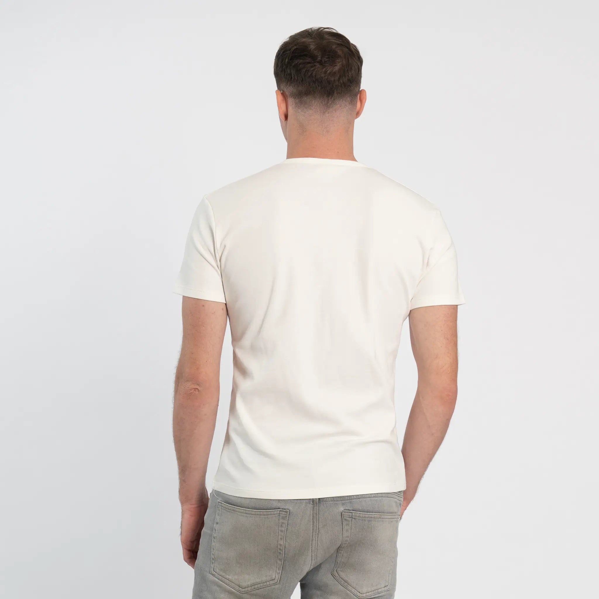 mens pima cotton tshirt vneck color white