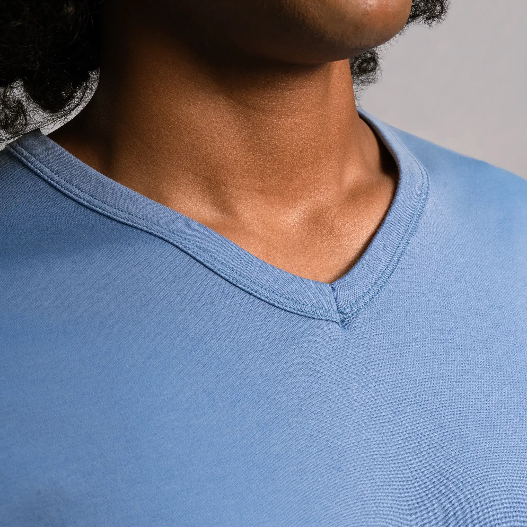 mens single origin tshirt vneck color sky blue
