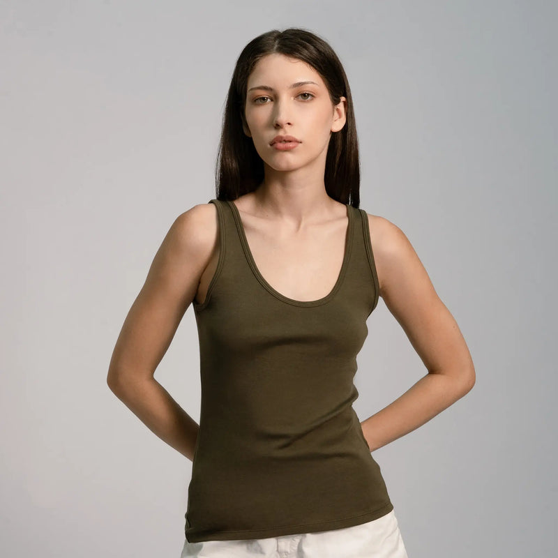 womens biodegradable tank top color green