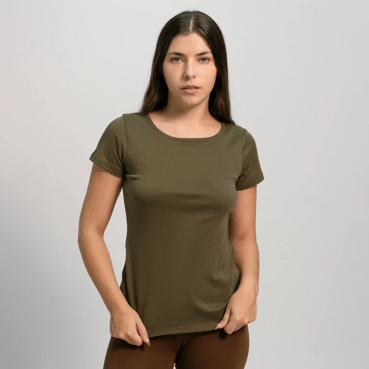 womens biodegradable tshirt crew neck color green