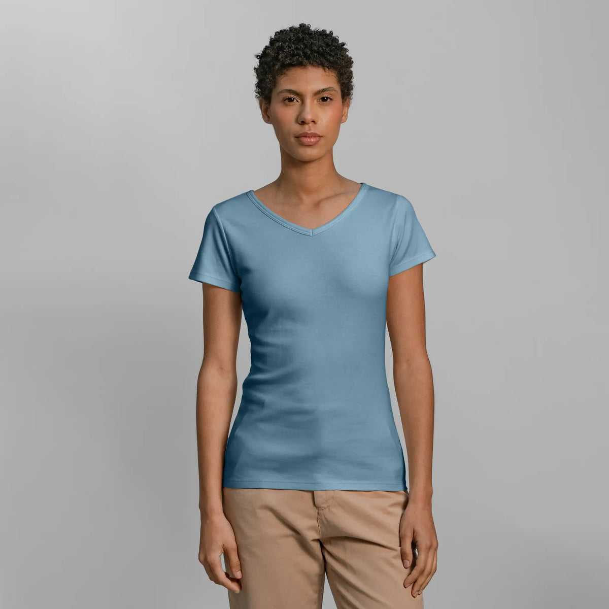 womens comfortable fit tshirt vneck color natural babyblue