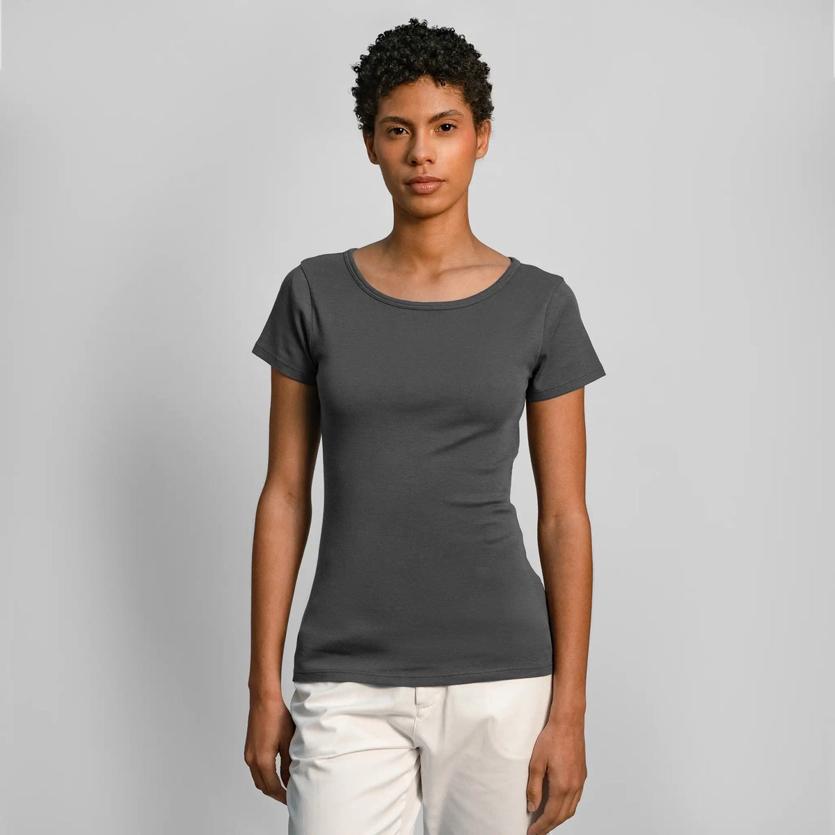 womens eco friendly crew neck color gray