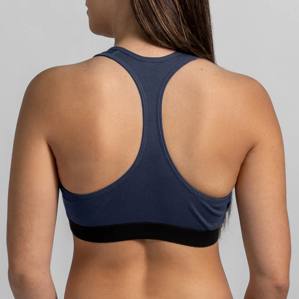 womens eco friendly sports bra color navy blue
