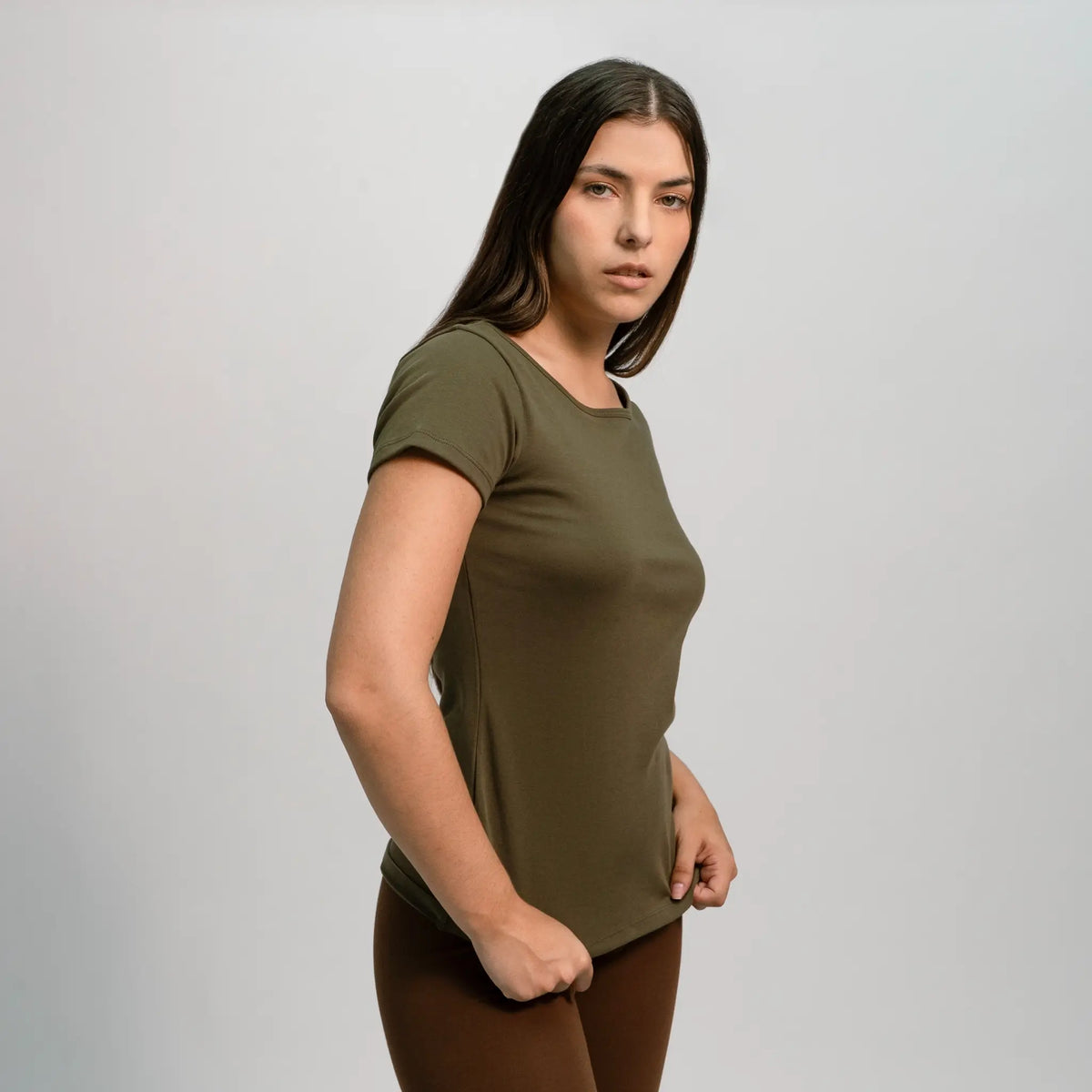 womens eco friendly tshirt crew neck color green
