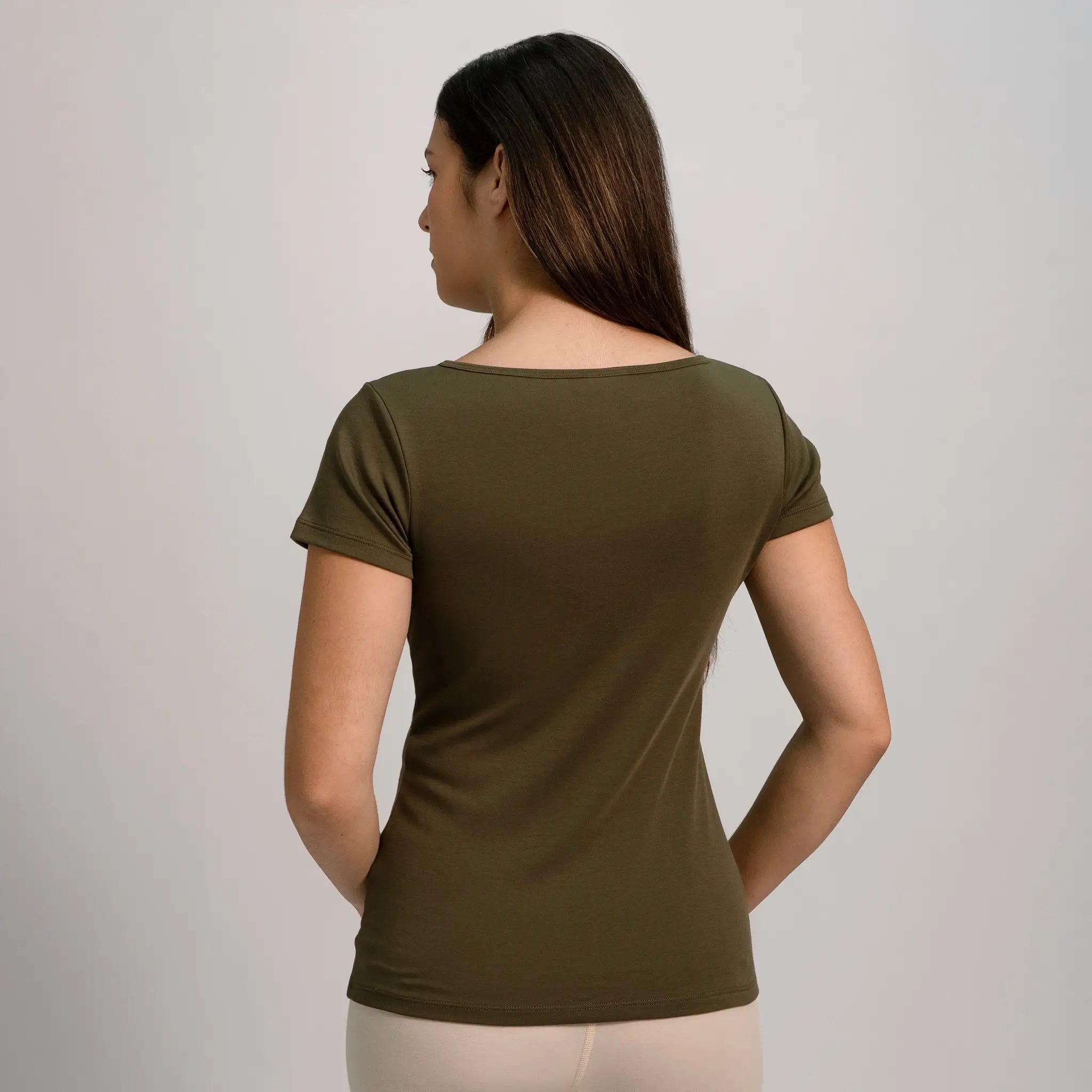 womens eco friendly tshirt vneck color green