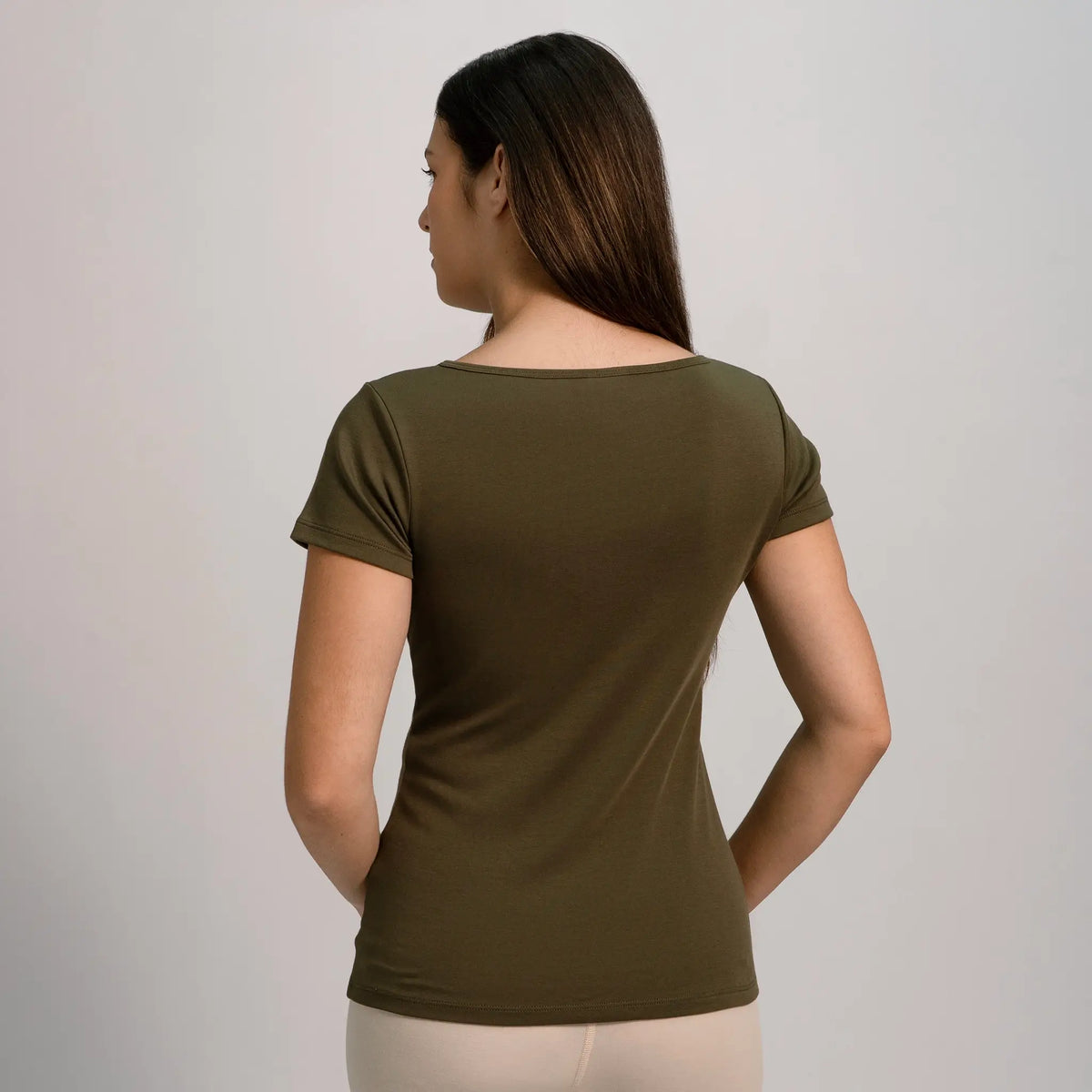 womens eco friendly tshirt vneck color green