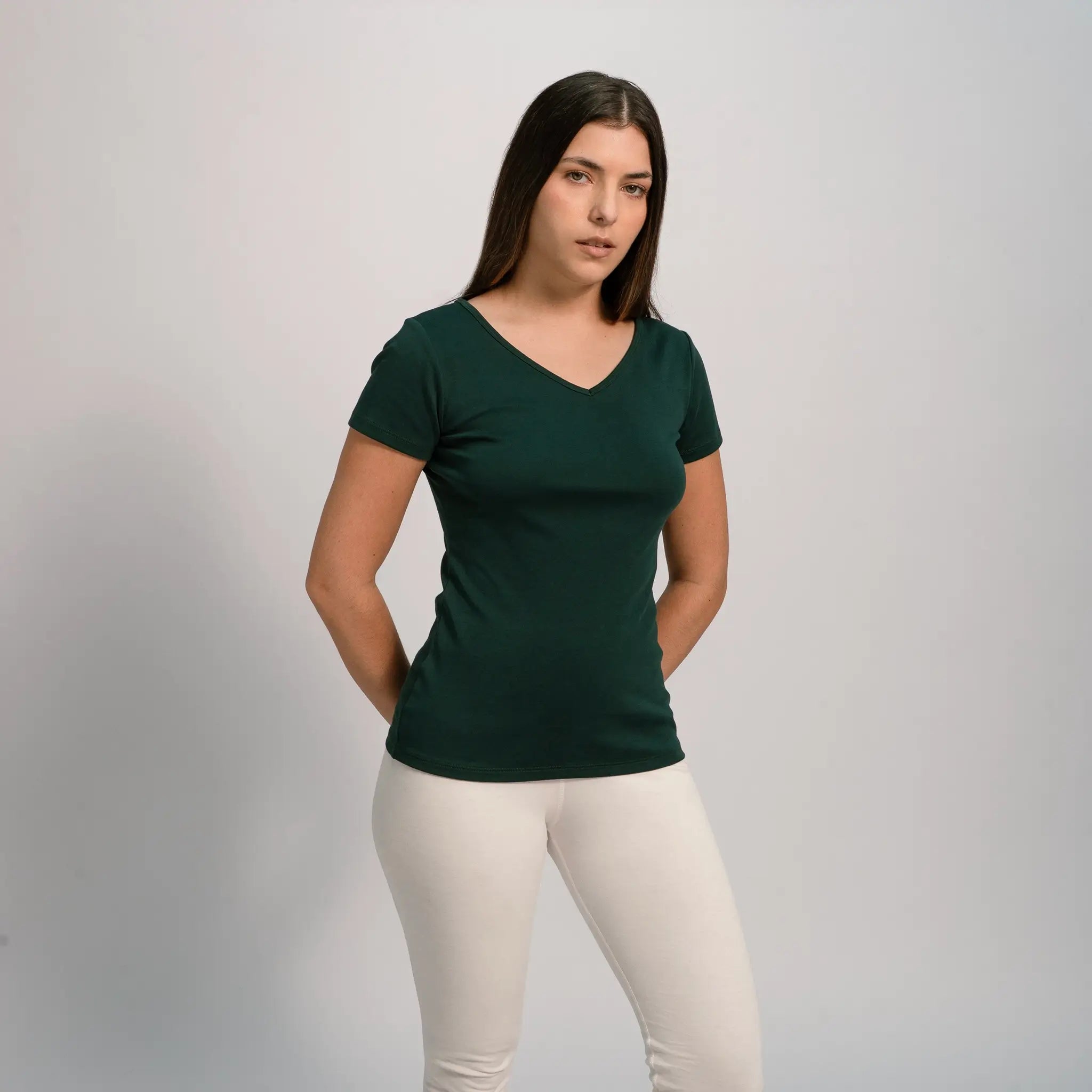 womens hypoallergenic tshirt vneck color dark teal