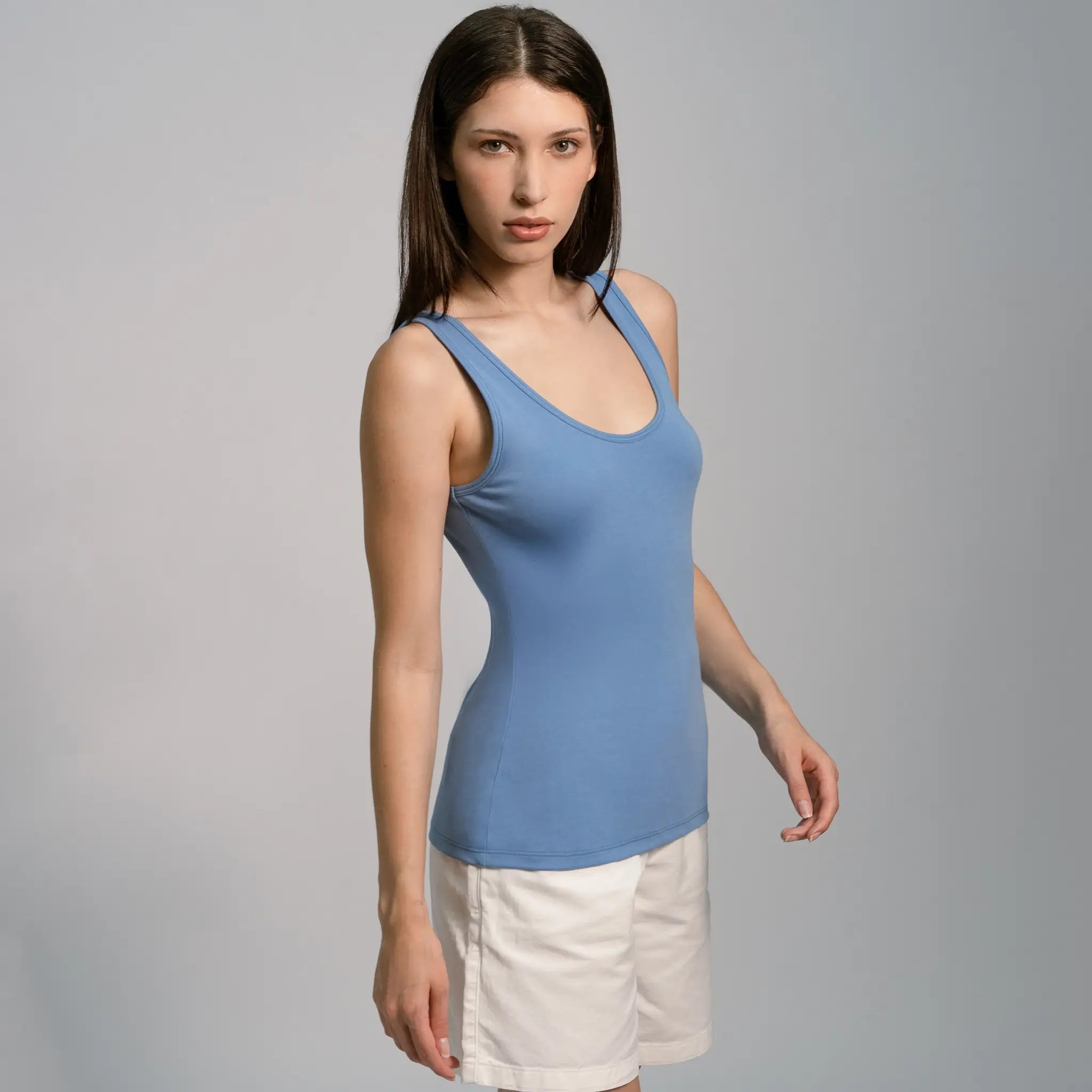 womens most sustainable tank top color sky blue