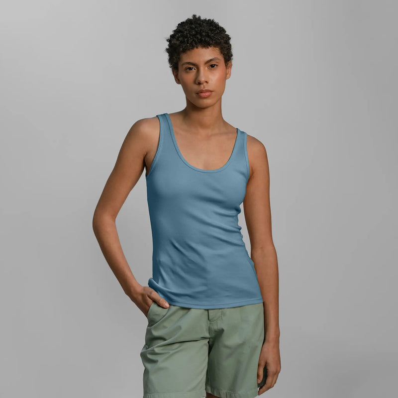 womens natural fiber tank top color natural babyblue
