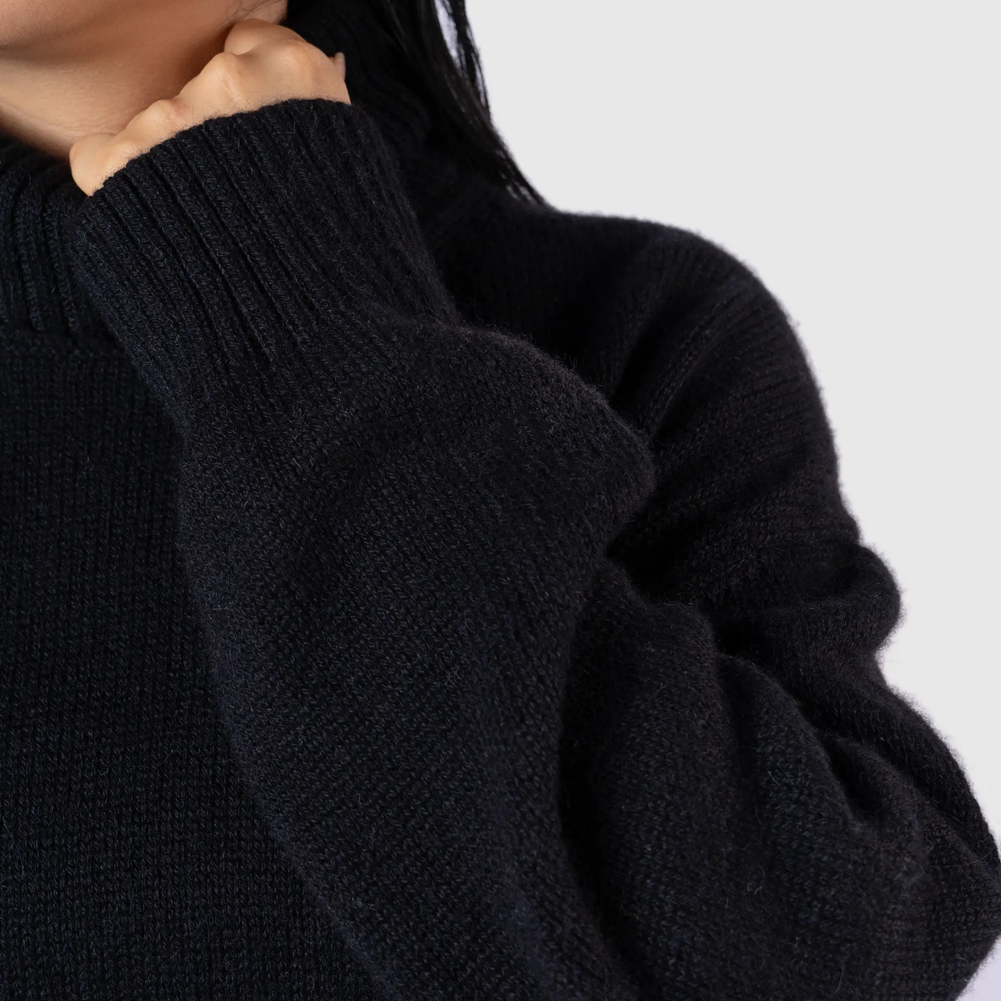 womens organic alpaca wool turtleneck sweater color black