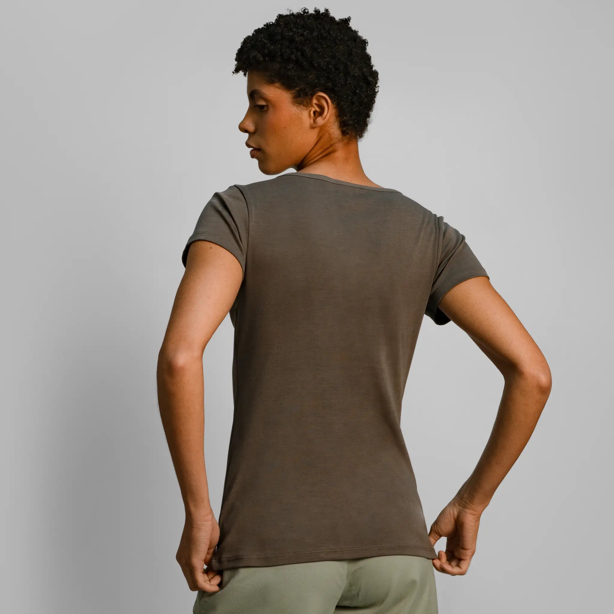 womens organic cotton fabric crew neck color natural gray