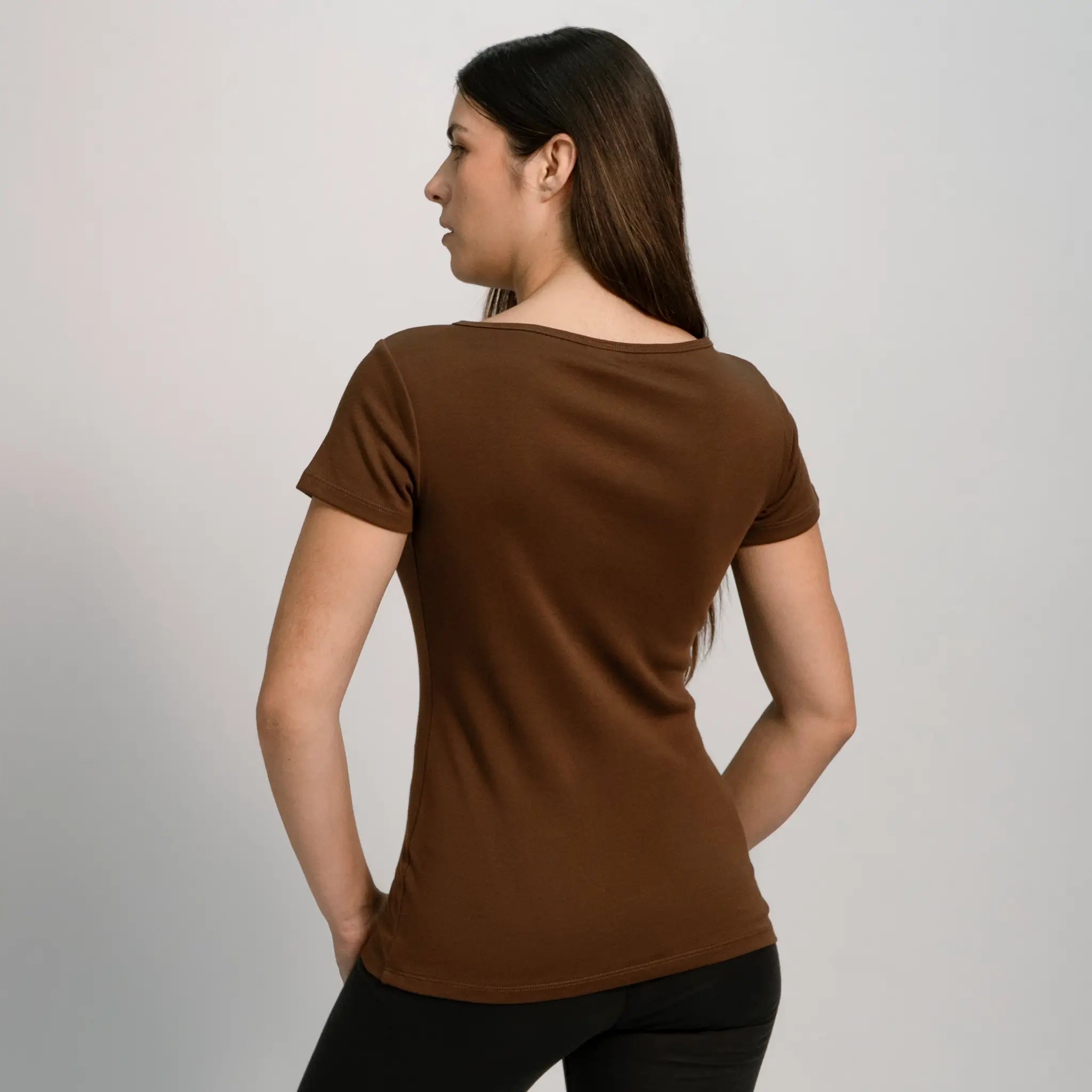 womens organic cotton tshirt vneck color brown