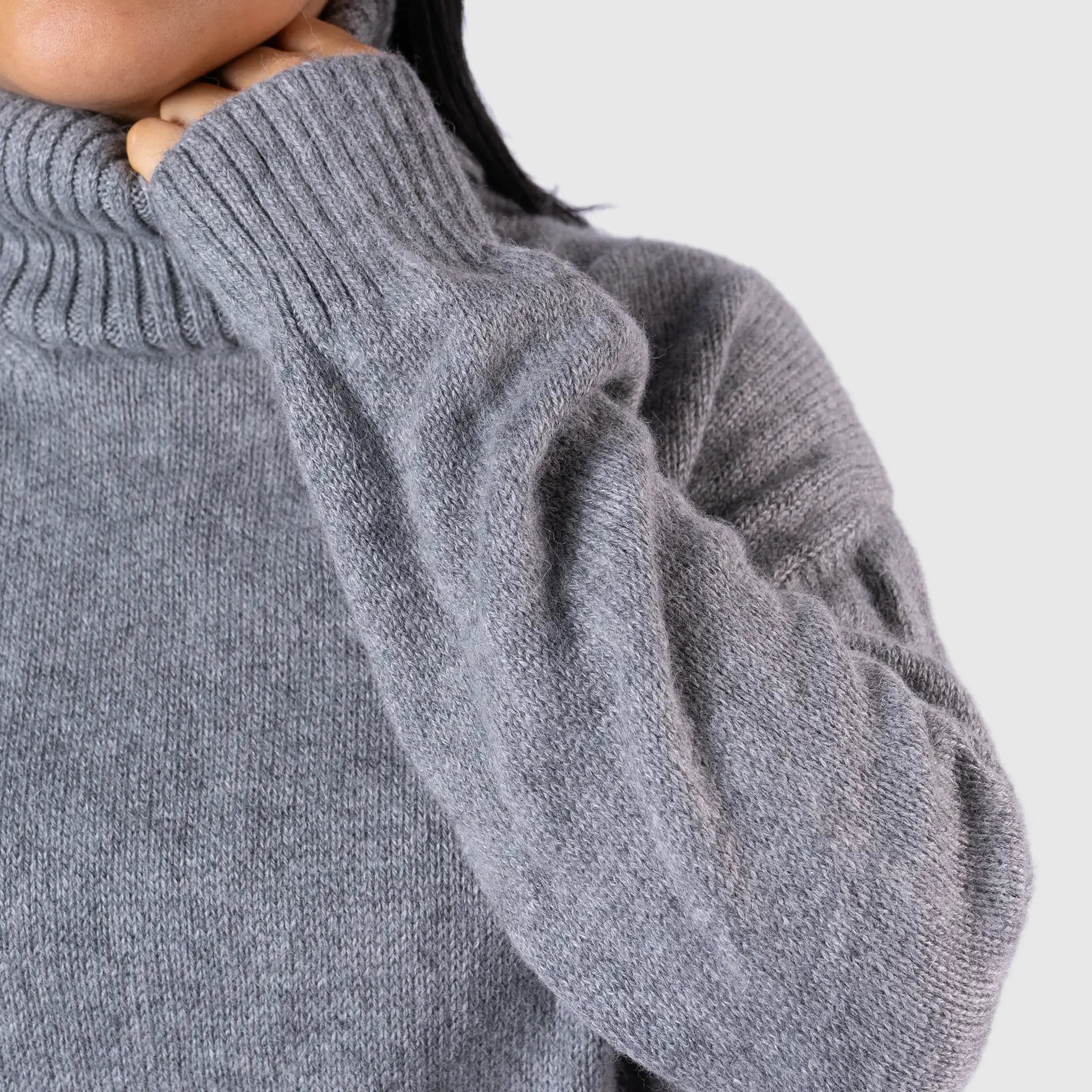 womens resistance alpaca wool turtleneck sweater color light gray