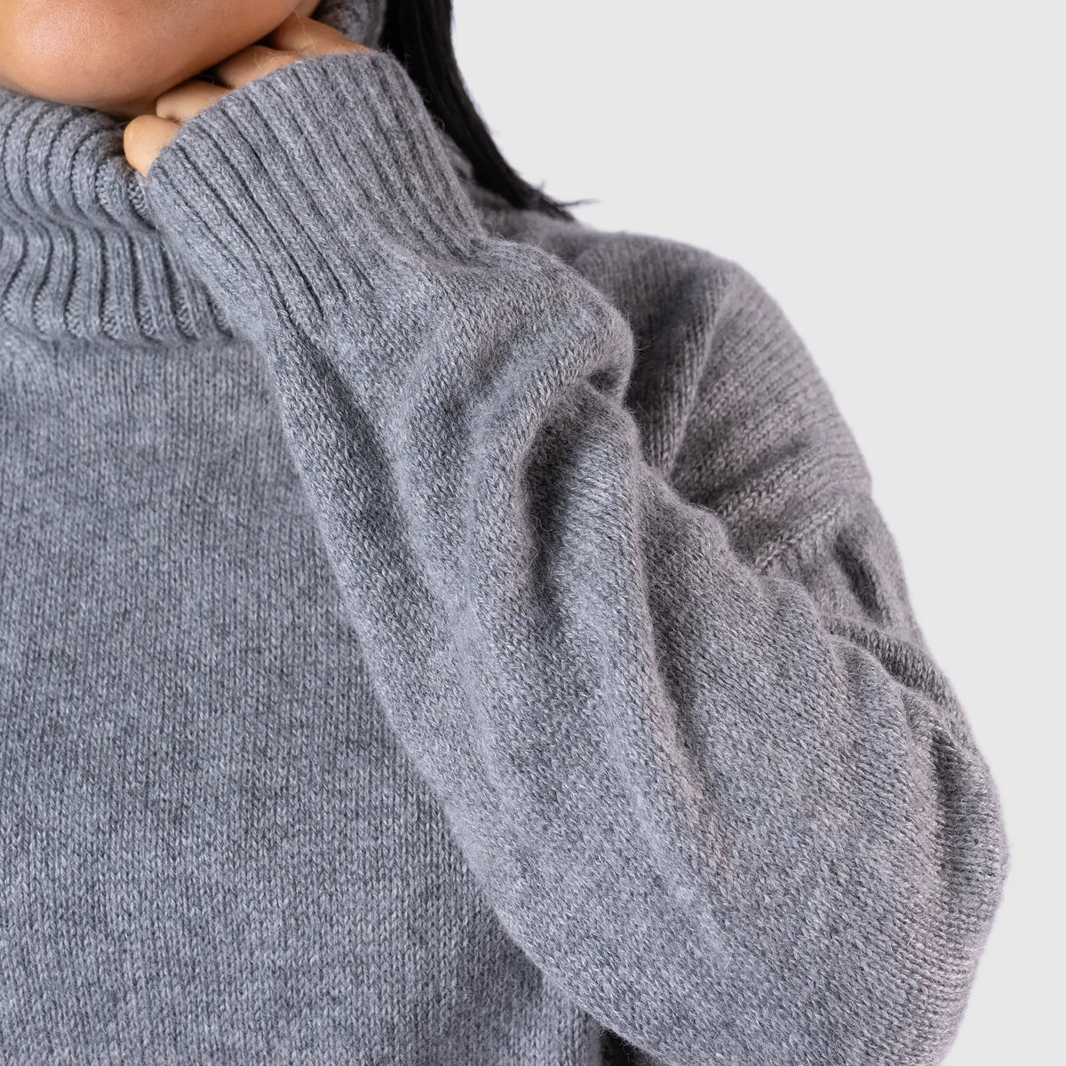womens resistance alpaca wool turtleneck sweater color light gray
