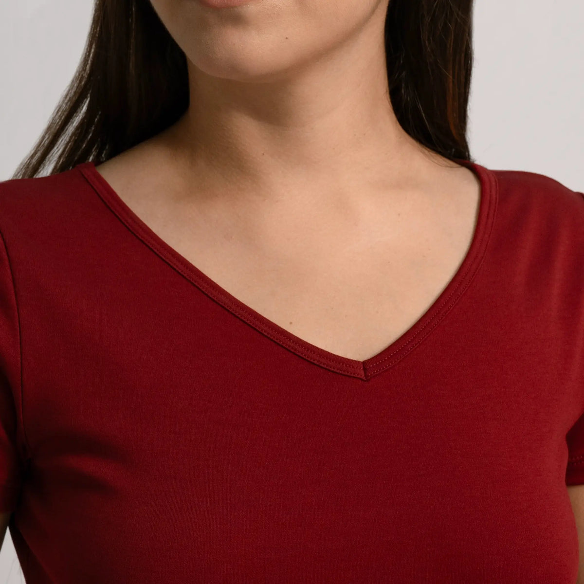 womens silky soft tshirt vneck color maroon