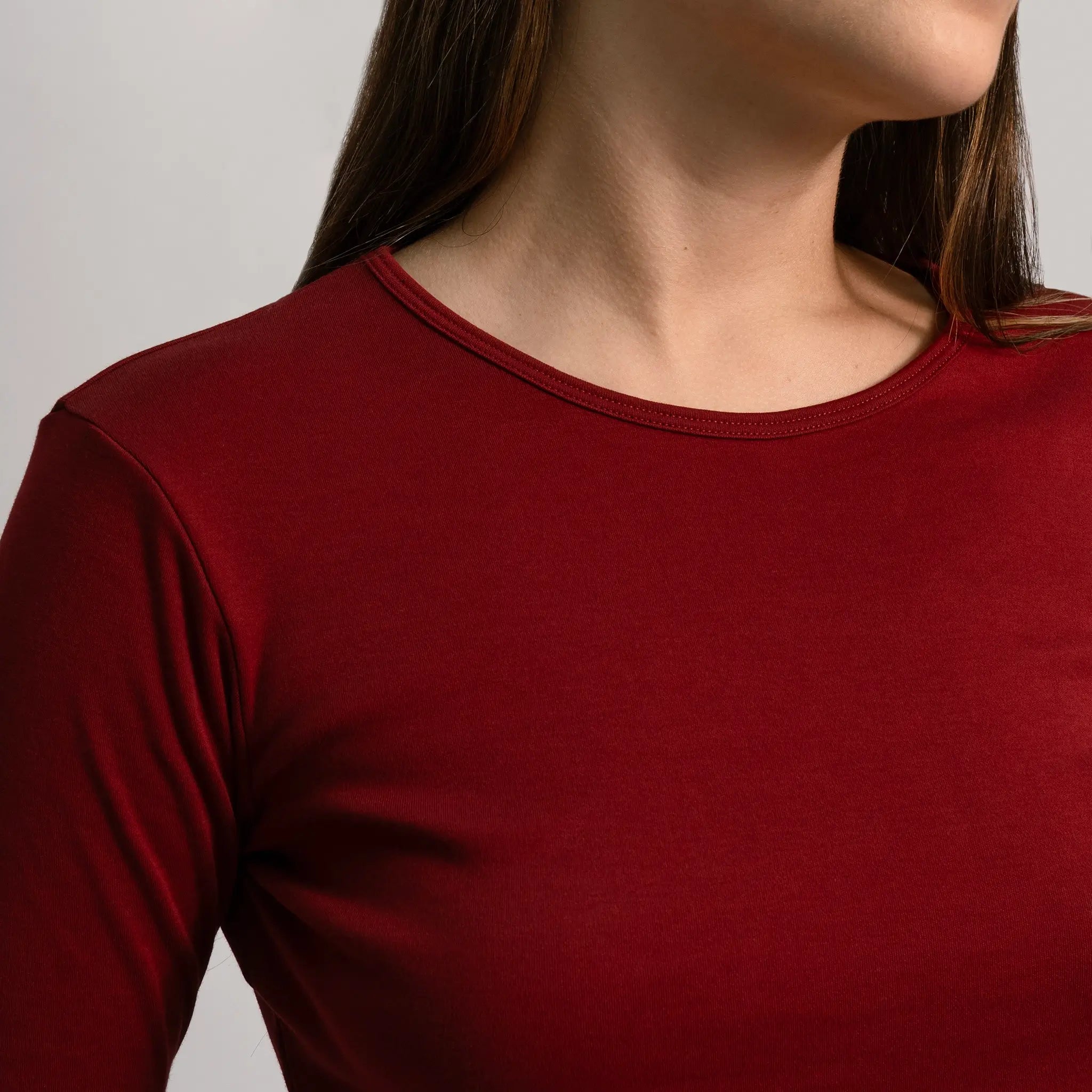 womens sustainable clothing tshirt long sleeve color maroon
