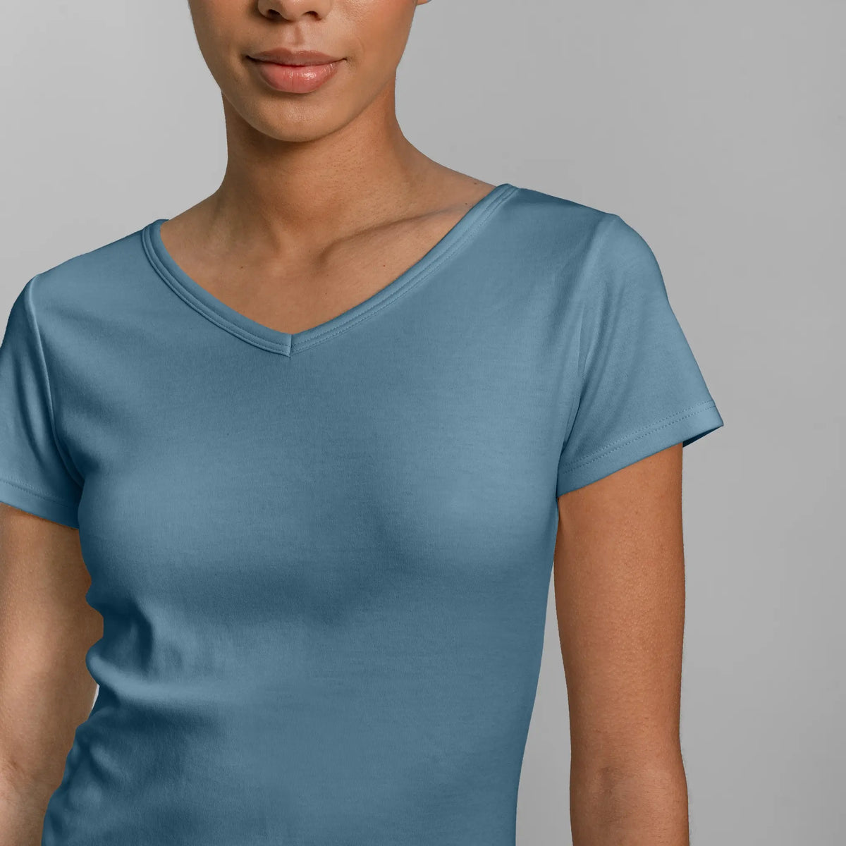 womens ultra soft tshirt vneck color natural babyblue