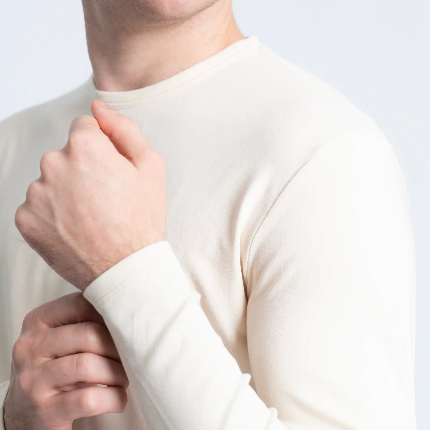 Men's Organic Pima Long Sleeve Cotton T-Shirt color Undyed