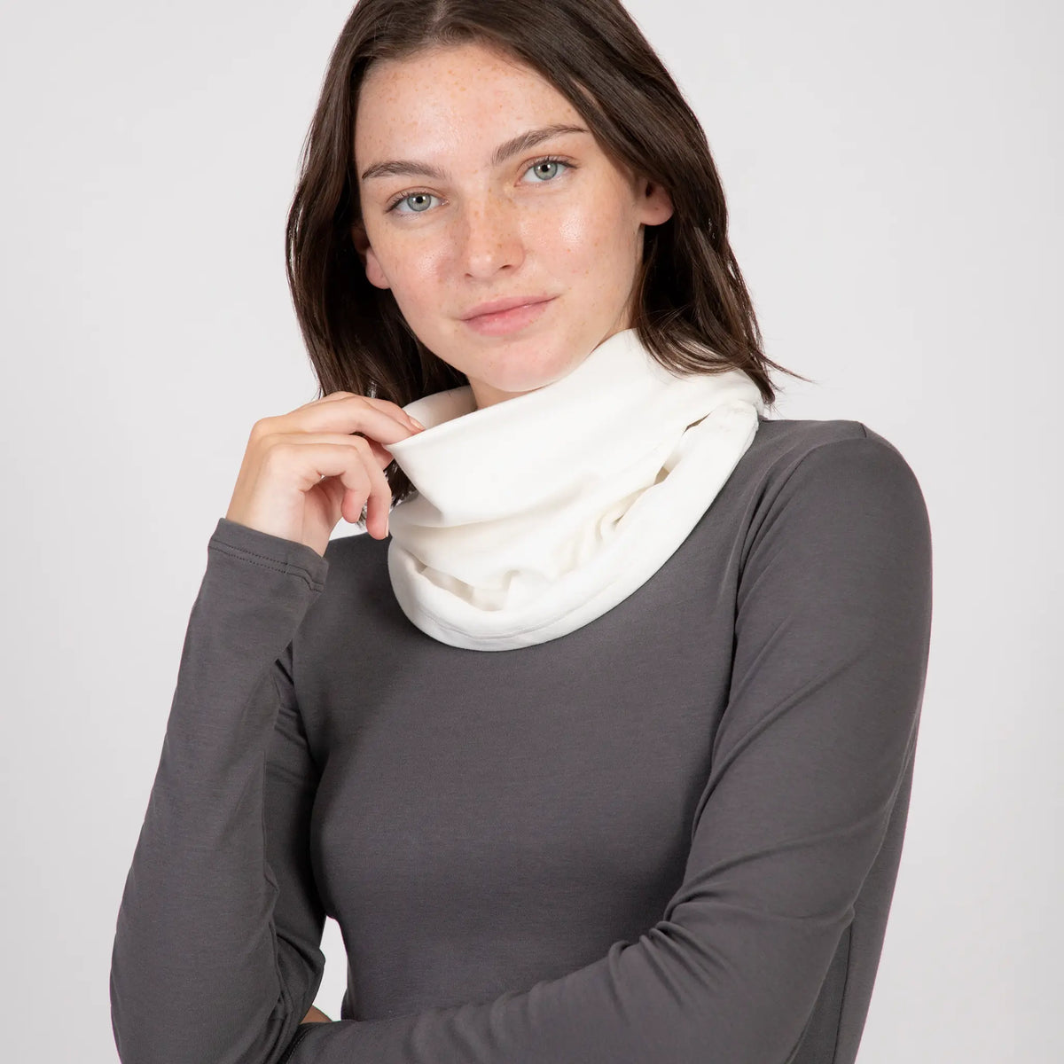 unisex finest pima neck gaiter color white