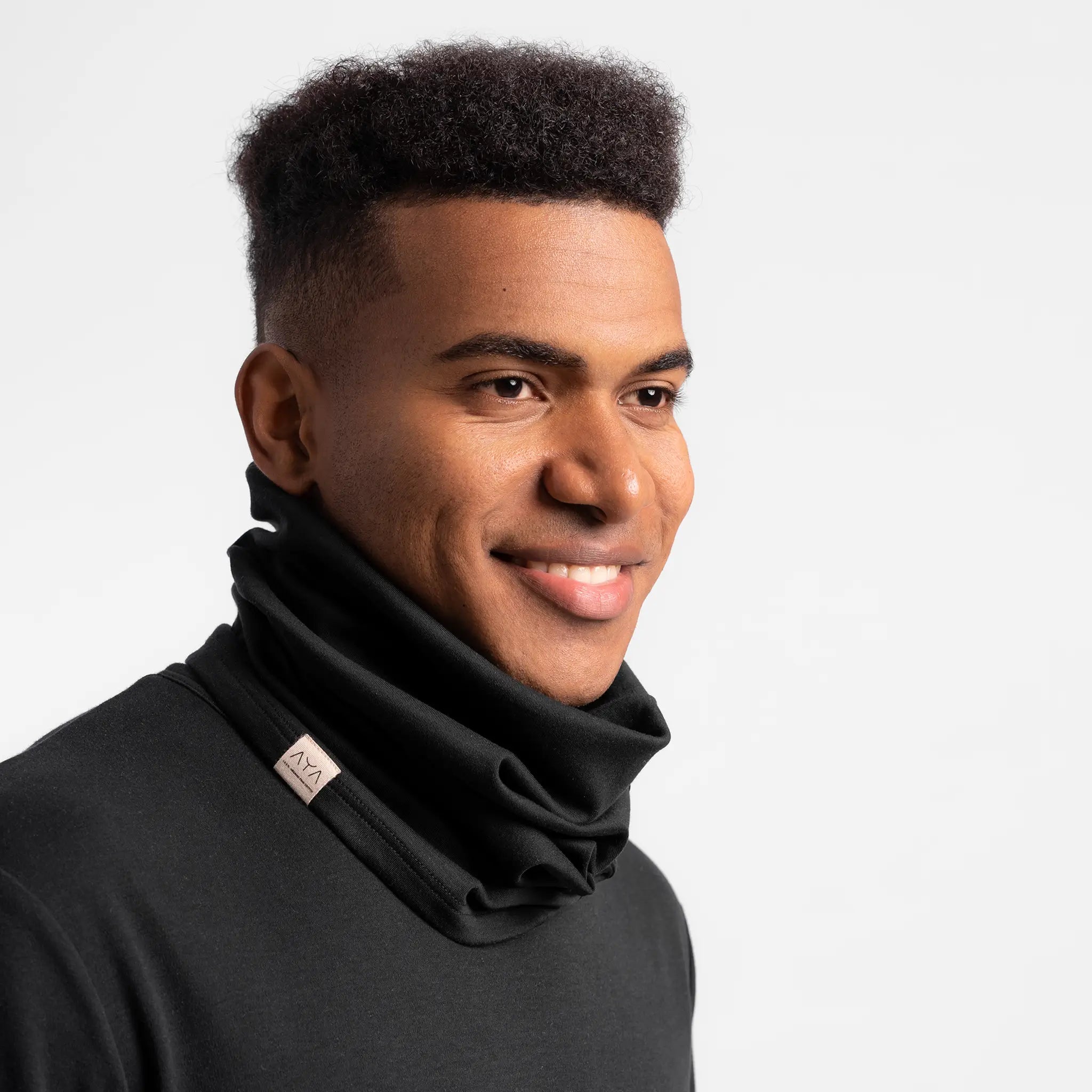 unisex organic cotton neck gaiter color black