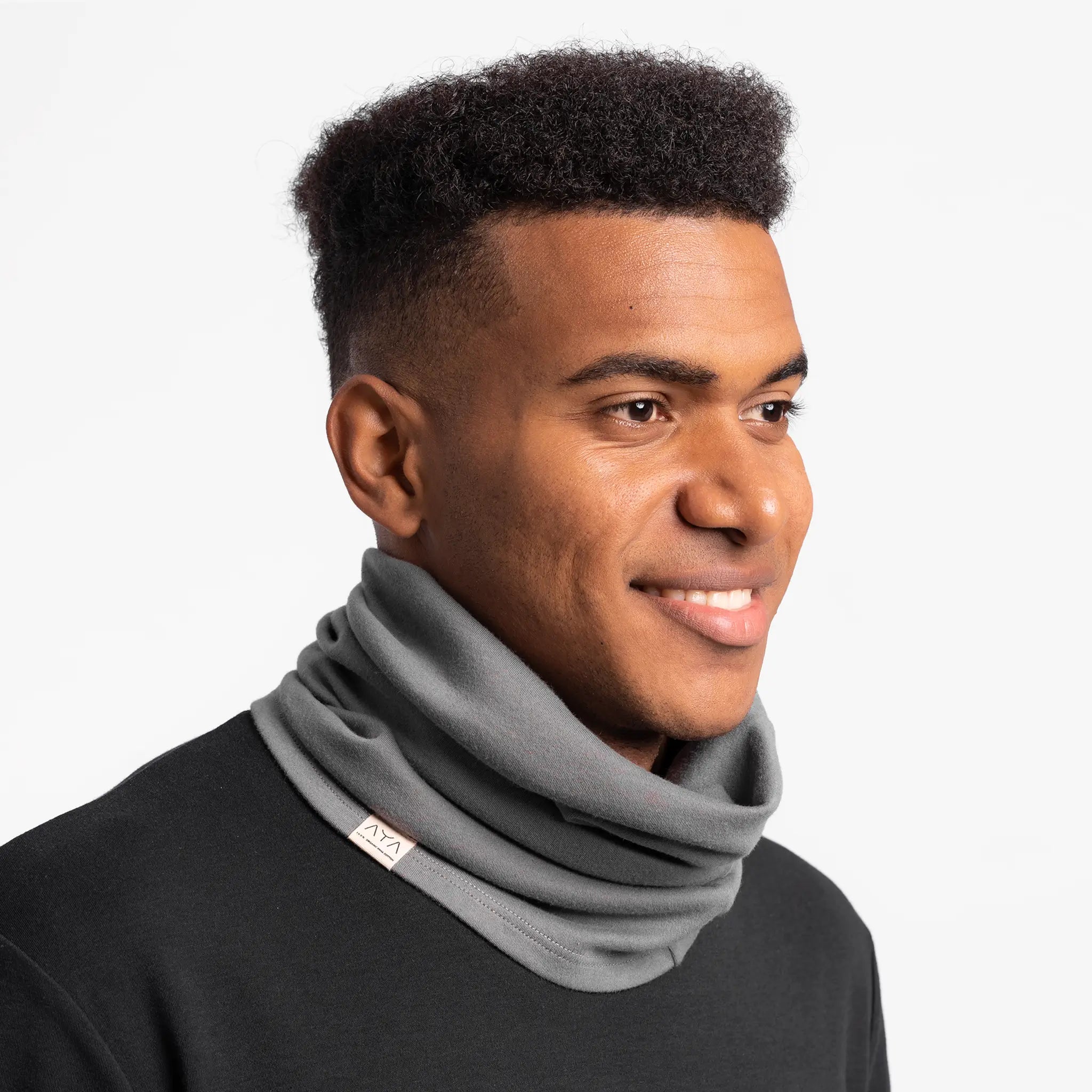 unisex sustainable brand brand neck gaiter color natural gray