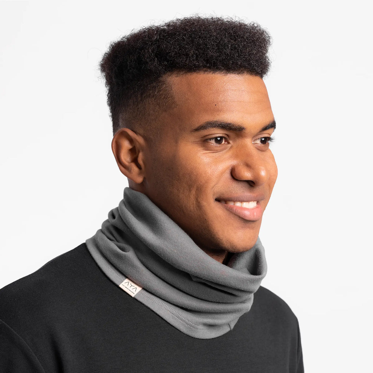 unisex sustainable brand brand neck gaiter color natural gray