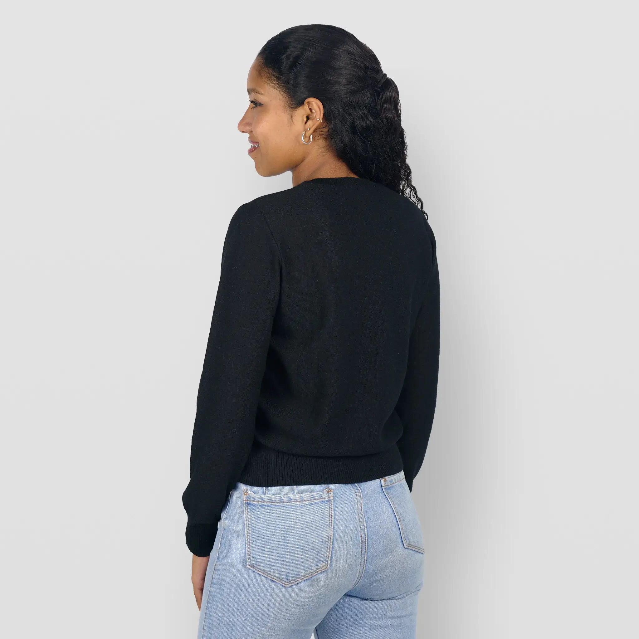 womens eco friendly alpaca sweater color black