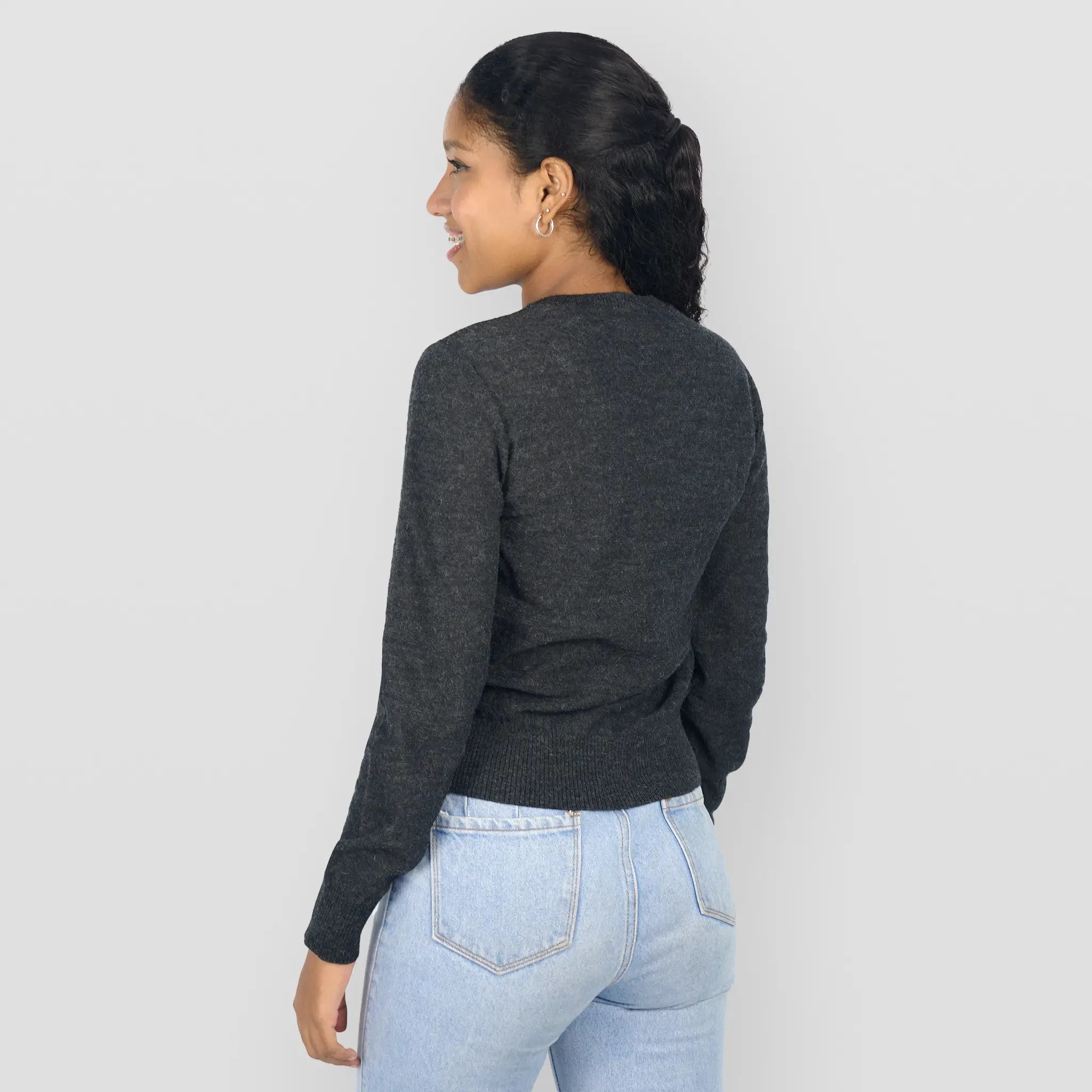 womens indoor alpaca sweater color dark gray