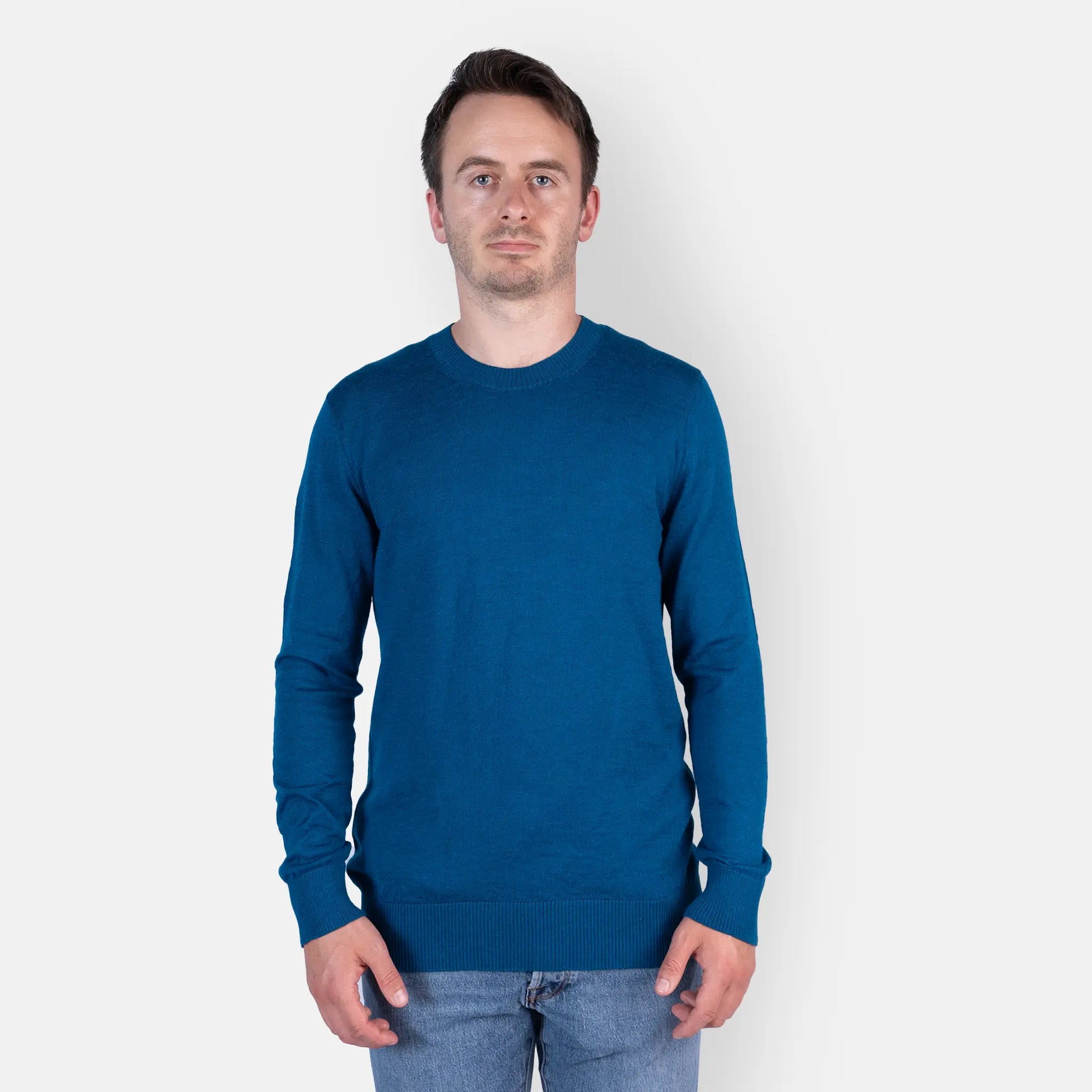 mens alpaca wool sweater active comfort color teal