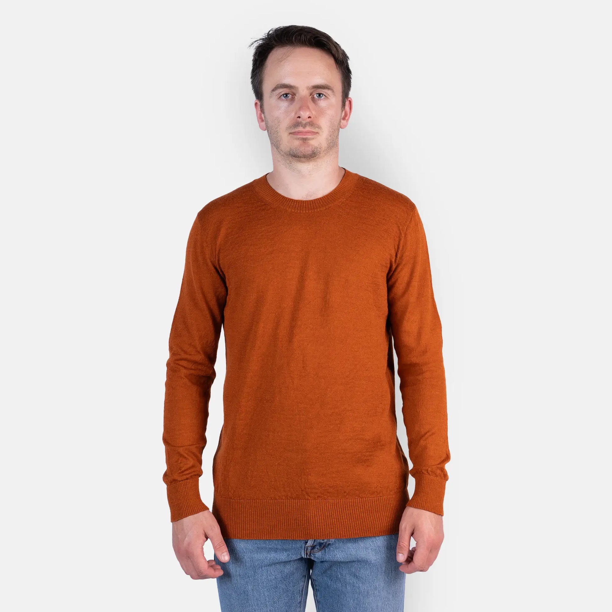 mens alpaca wool sweater antiodor color rusty orange