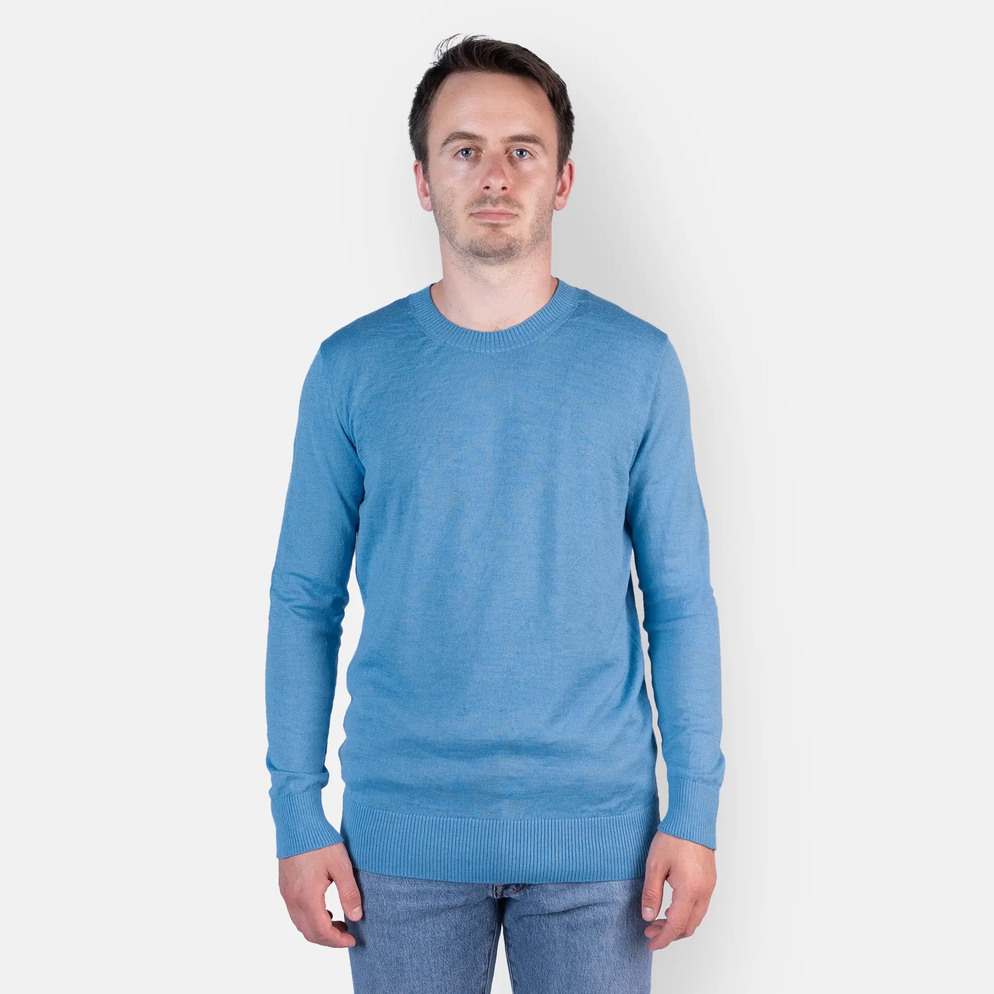 mens alpaca wool sweater any activity color skyblue