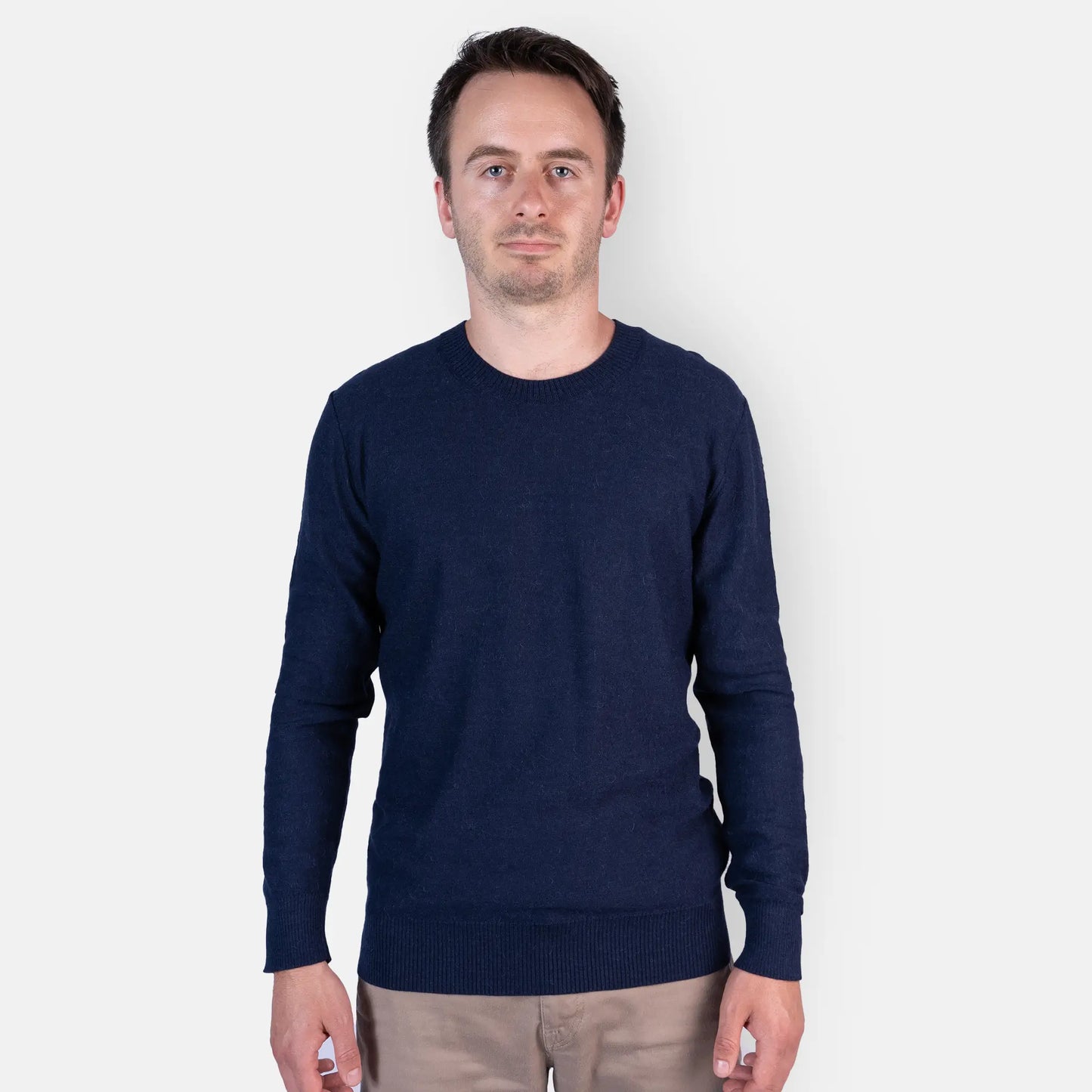 mens alpaca wool sweater eco friendly color navy blue