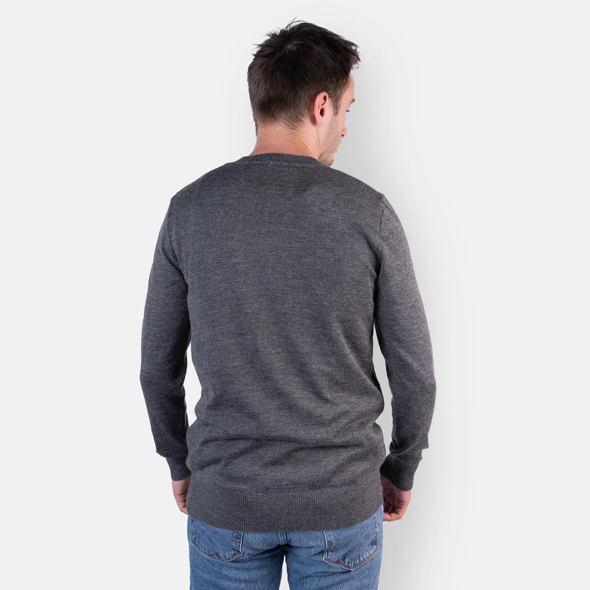 mens alpaca wool sweater fast drying color gray
