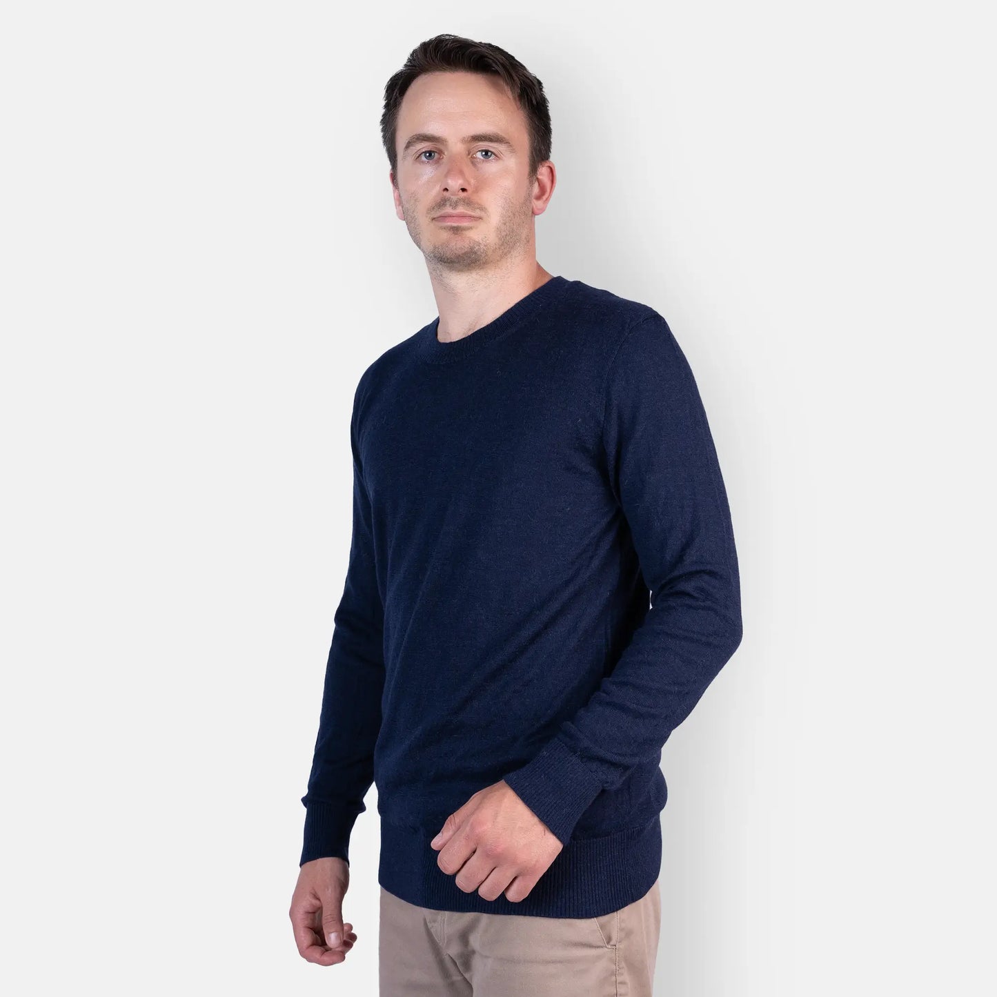 mens alpaca wool sweater high performance color navy blue