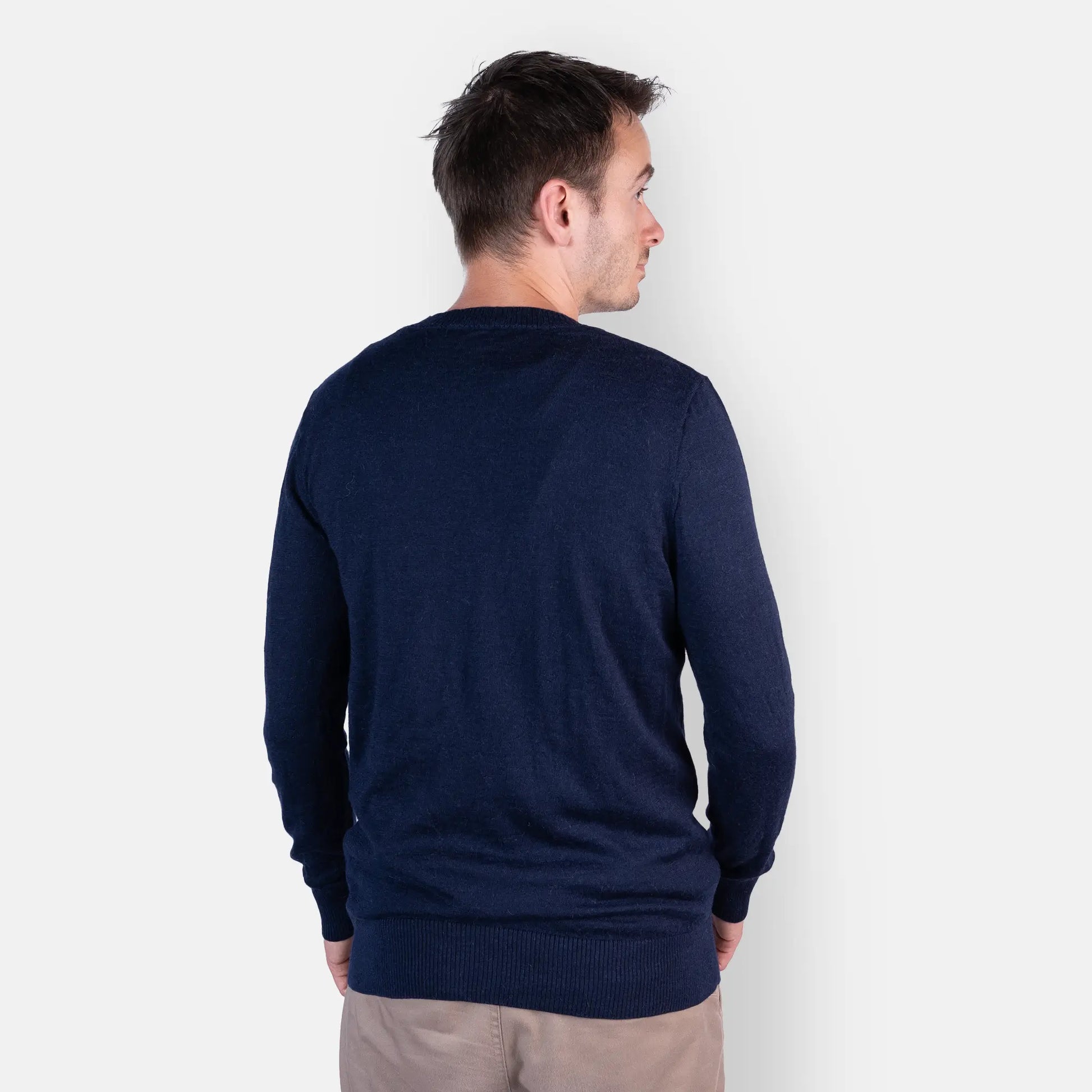 mens alpaca wool sweater most comfortable color navy blue