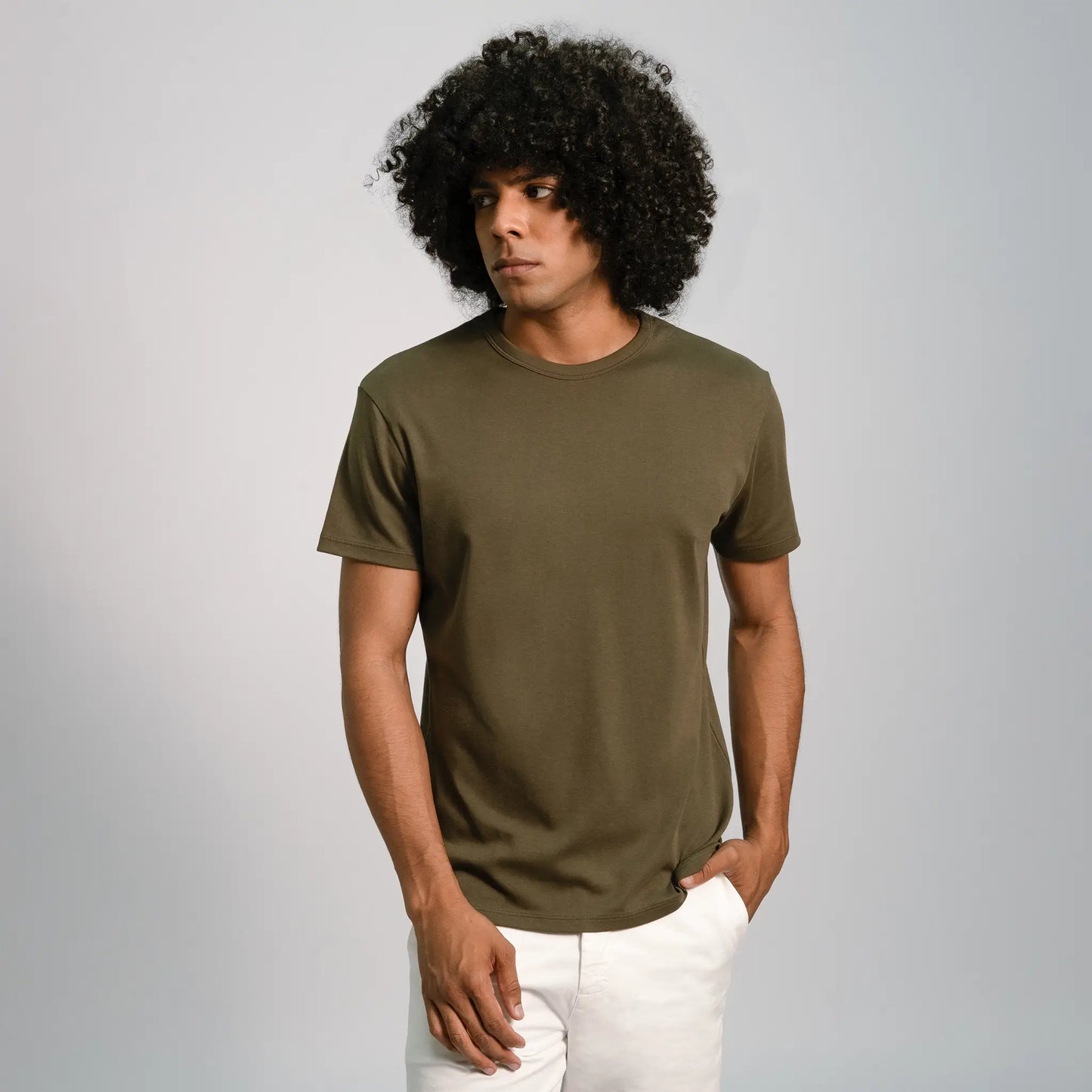 mens biodegradable crew neck color green