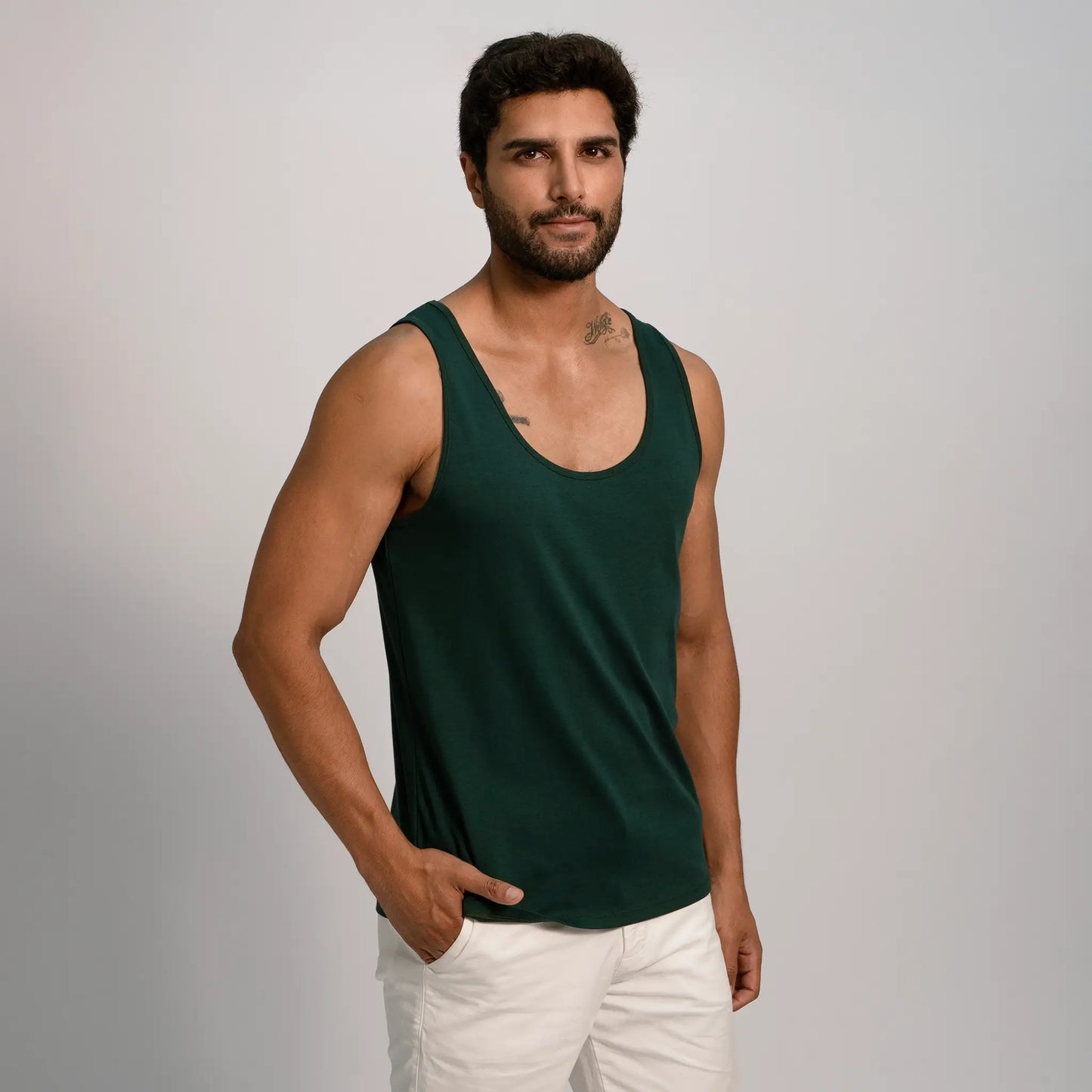 mens comfortable fit tank top color dark teal