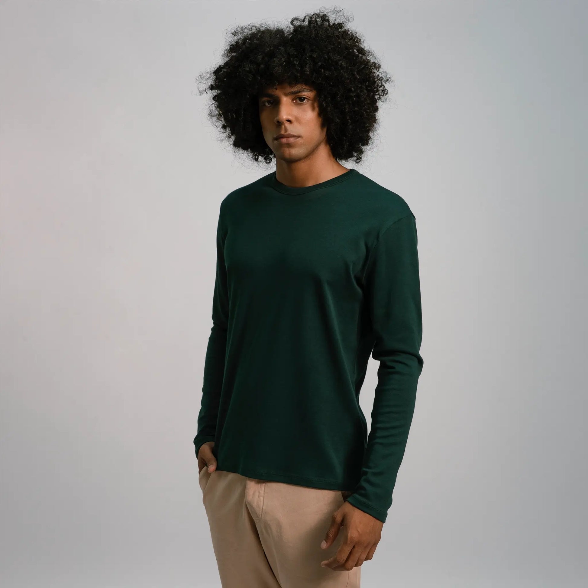 mens comfortable fit tshirt long sleeve color dark teal