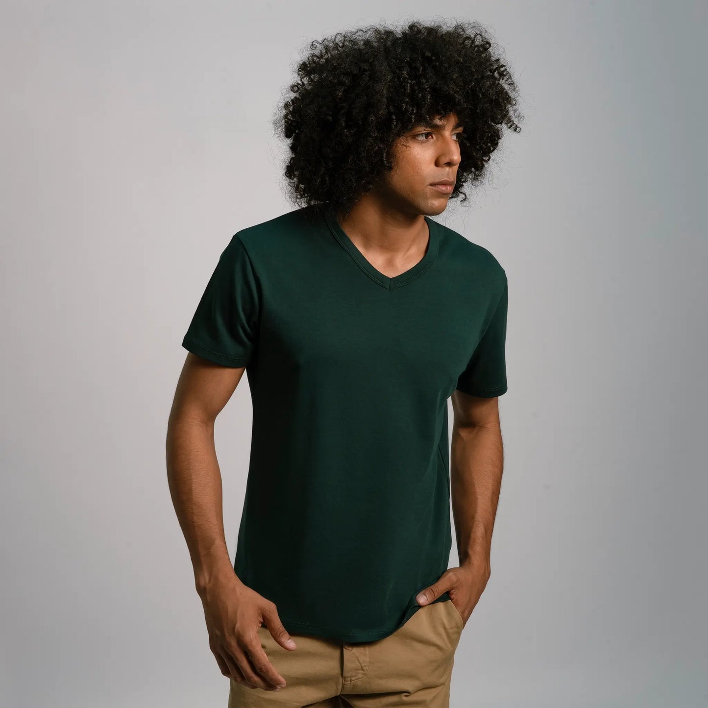 mens comfortable fit tshirt vneck color dark teal