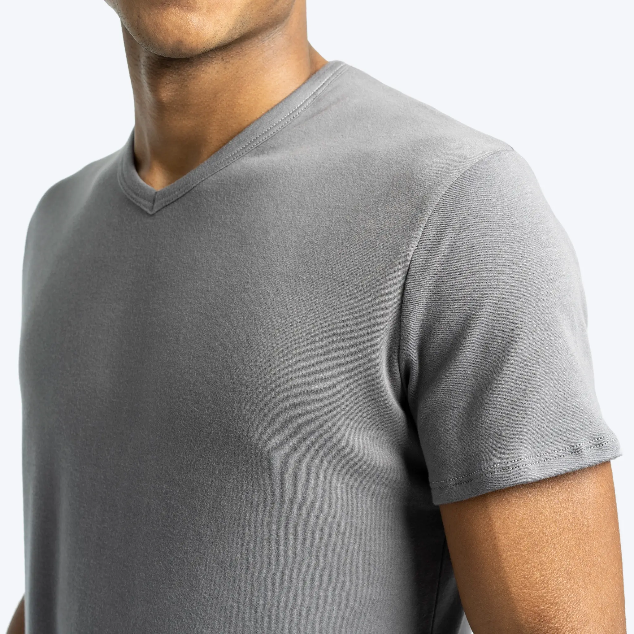 mens comfortable fit tshirt vneck color natural gray